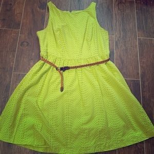 Green A-line eyelet dress